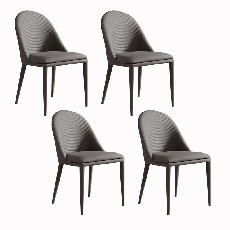 Minimalist Style Leather Dining Chairs for Home Armless Solid Back Side Chairs Grey 4 Piece Set Clearhalo 'Dining Chairs' 'Dining Tables & Seating' 'dining_chair' 'furn' 'furn_dining_chair' 'Furniture' 'Kitchen & Dining Furniture' 5226604