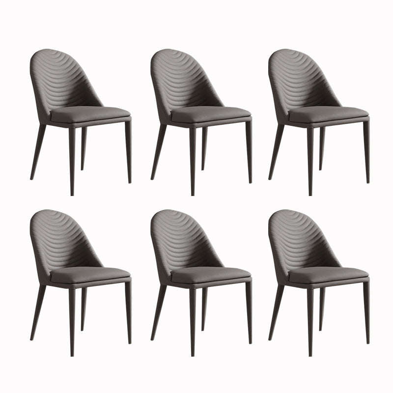 Minimalist Style Leather Dining Chairs for Home Armless Solid Back Side Chairs Grey 6 Piece Set Clearhalo 'Dining Chairs' 'Dining Tables & Seating' 'dining_chair' 'furn' 'furn_dining_chair' 'Furniture' 'Kitchen & Dining Furniture' 5226606