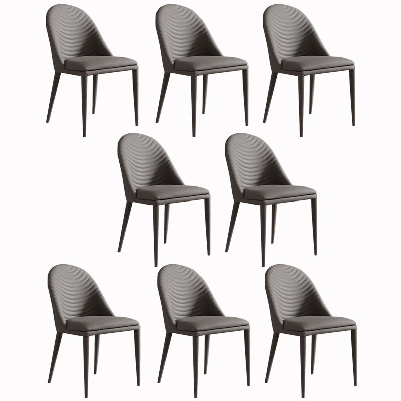 Minimalist Style Leather Dining Chairs for Home Armless Solid Back Side Chairs Grey 8 Piece Set Clearhalo 'Dining Chairs' 'Dining Tables & Seating' 'dining_chair' 'furn' 'furn_dining_chair' 'Furniture' 'Kitchen & Dining Furniture' 5226608