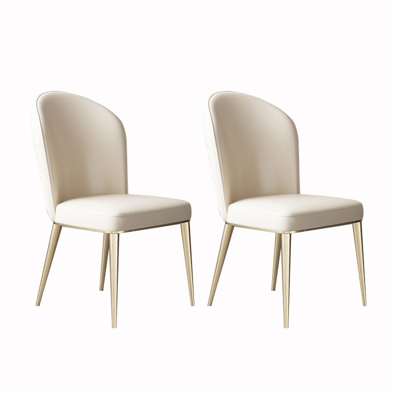 Sillas de comedor de cuero de estilo nórdico sólido sillón de comedor sin brazo