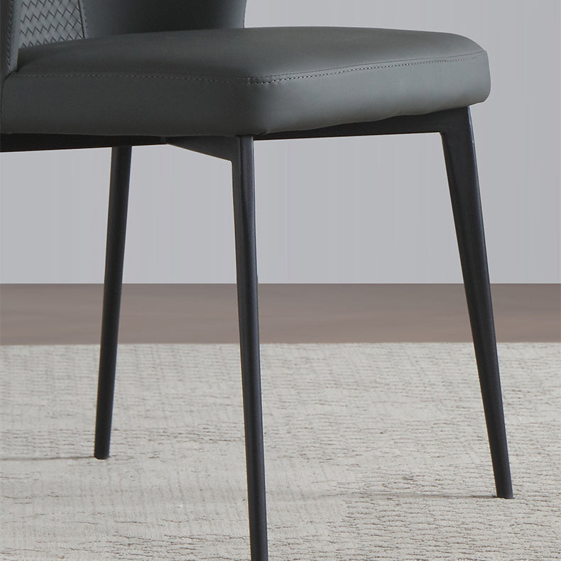 Sillas de comedor de cuero minimalistas sólidos sillón de comedor sin brazo