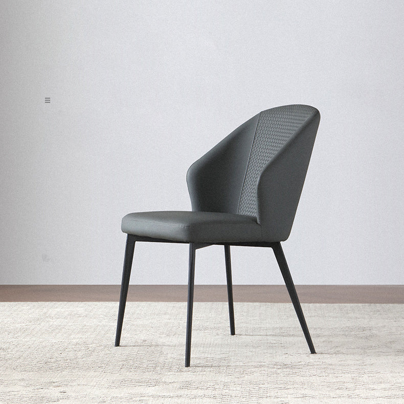 Sillas de comedor de cuero minimalistas sólidos sillón de comedor sin brazo