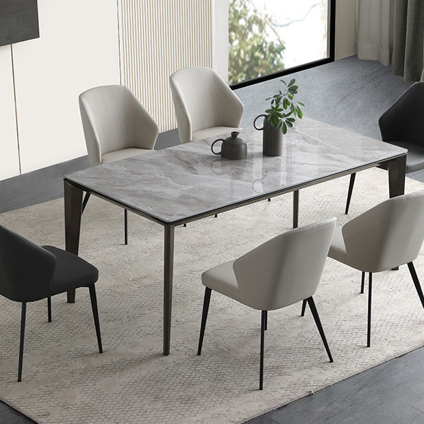 Sillas de comedor de cuero minimalistas sólidos sillón de comedor sin brazo