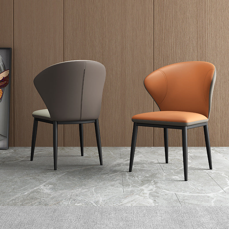 Minimalist Wingback Armless Dining Chair Faux Leather Side Chair Clearhalo 'Dining Chairs' 'Dining Tables & Seating' 'dining_chair' 'furn' 'furn_dining_chair' 'Furniture' 'Kitchen & Dining Furniture' 5226677