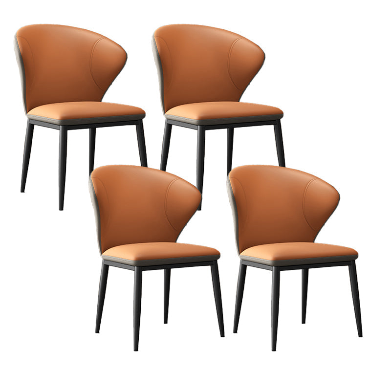 Minimalist Wingback Armless Dining Chair Faux Leather Side Chair Orange 4 Piece Set Clearhalo 'Dining Chairs' 'Dining Tables & Seating' 'dining_chair' 'furn' 'furn_dining_chair' 'Furniture' 'Kitchen & Dining Furniture' 5226683