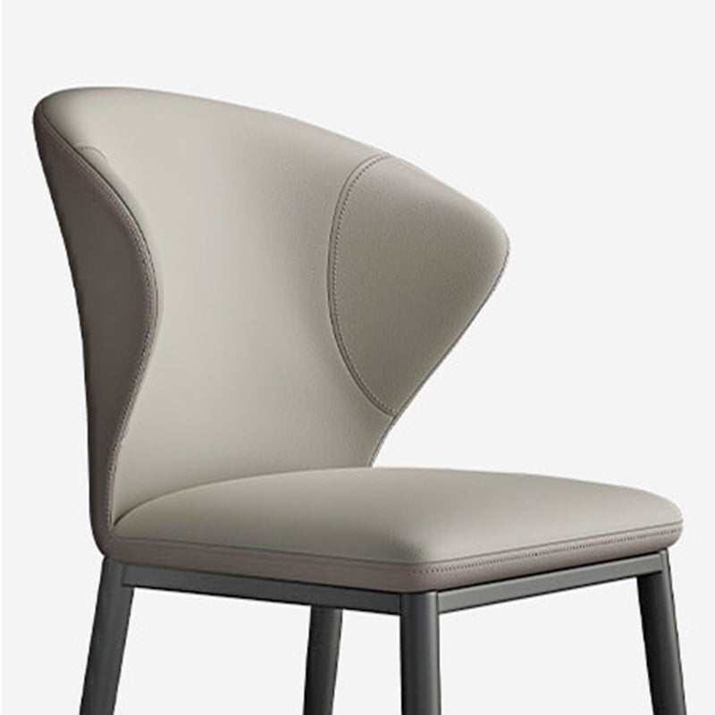 Minimalist Wingback Armless Dining Chair Faux Leather Side Chair Clearhalo 'Dining Chairs' 'Dining Tables & Seating' 'dining_chair' 'furn' 'furn_dining_chair' 'Furniture' 'Kitchen & Dining Furniture' 5226686