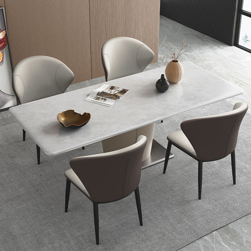 Minimalist Wingback Armless Dining Chair Faux Leather Side Chair Clearhalo 'Dining Chairs' 'Dining Tables & Seating' 'dining_chair' 'furn' 'furn_dining_chair' 'Furniture' 'Kitchen & Dining Furniture' 5226692