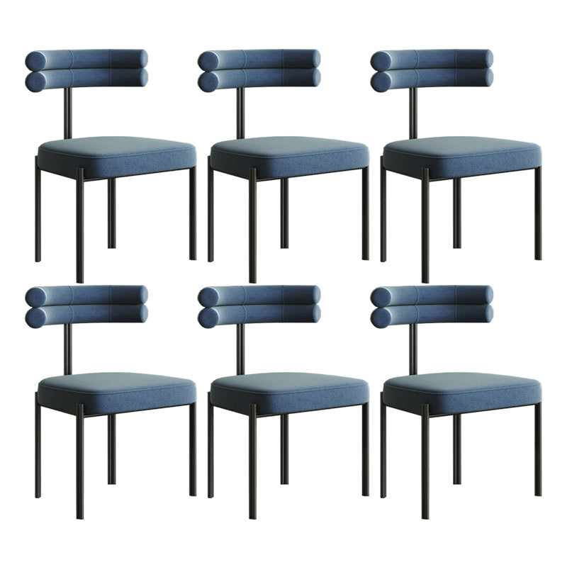 Minimalist Open Back Dining Side Chair Faux Leather Side Chair Blue 6 Piece Set Clearhalo 'Dining Chairs' 'Dining Tables & Seating' 'dining_chair' 'furn' 'furn_dining_chair' 'Furniture' 'Kitchen & Dining Furniture' 5226699