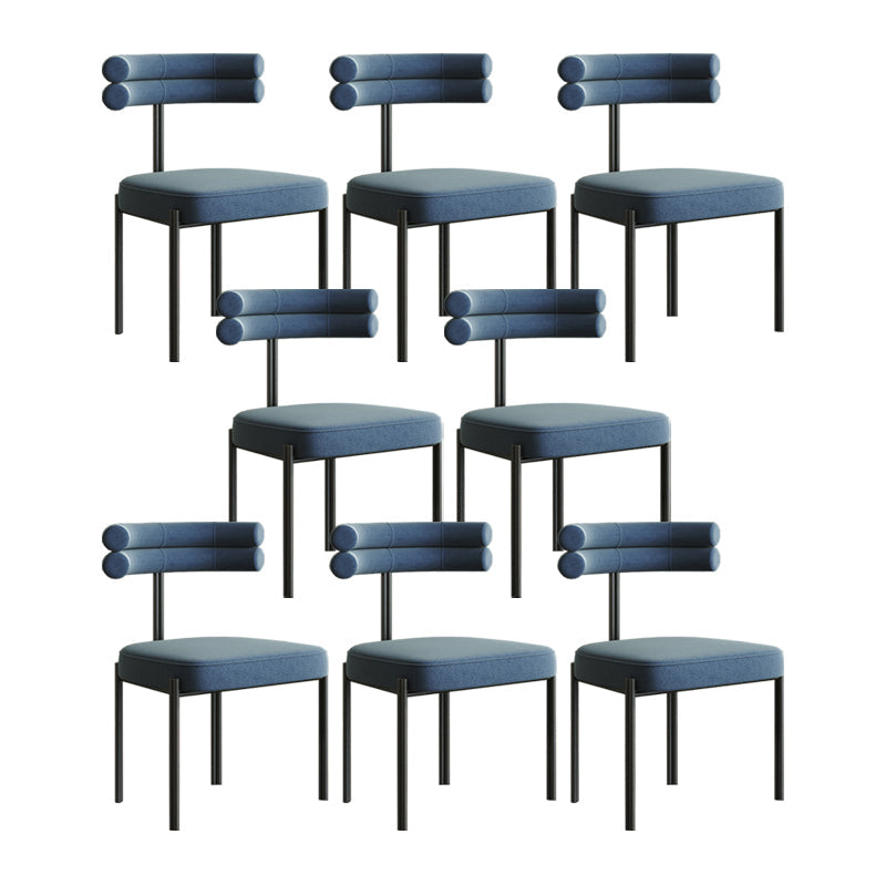 Minimalist Open Back Dining Side Chair Faux Leather Side Chair Blue 8 Piece Set Clearhalo 'Dining Chairs' 'Dining Tables & Seating' 'dining_chair' 'furn' 'furn_dining_chair' 'Furniture' 'Kitchen & Dining Furniture' 5226701