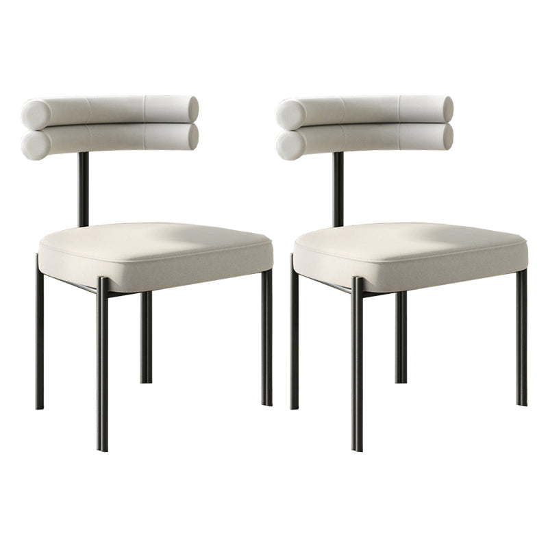 Minimalist Open Back Dining Side Chair Faux Leather Side Chair Beige 2 Piece Set Clearhalo 'Dining Chairs' 'Dining Tables & Seating' 'dining_chair' 'furn' 'furn_dining_chair' 'Furniture' 'Kitchen & Dining Furniture' 5226703