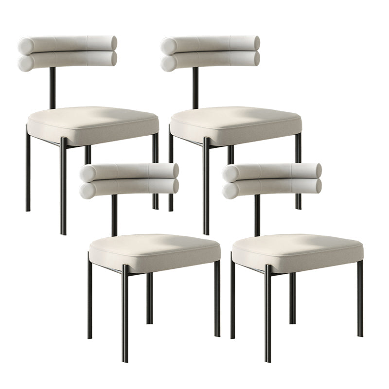 Minimalist Open Back Dining Side Chair Faux Leather Side Chair Beige 4 Piece Set Clearhalo 'Dining Chairs' 'Dining Tables & Seating' 'dining_chair' 'furn' 'furn_dining_chair' 'Furniture' 'Kitchen & Dining Furniture' 5226705