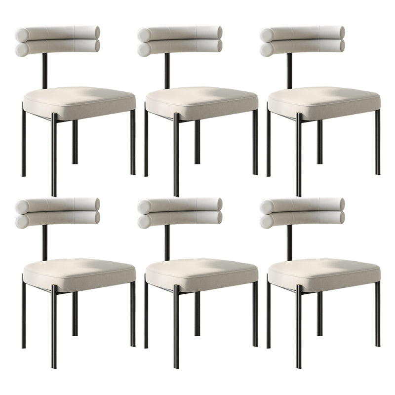 Minimalist Open Back Dining Side Chair Faux Leather Side Chair Beige 6 Piece Set Clearhalo 'Dining Chairs' 'Dining Tables & Seating' 'dining_chair' 'furn' 'furn_dining_chair' 'Furniture' 'Kitchen & Dining Furniture' 5226707