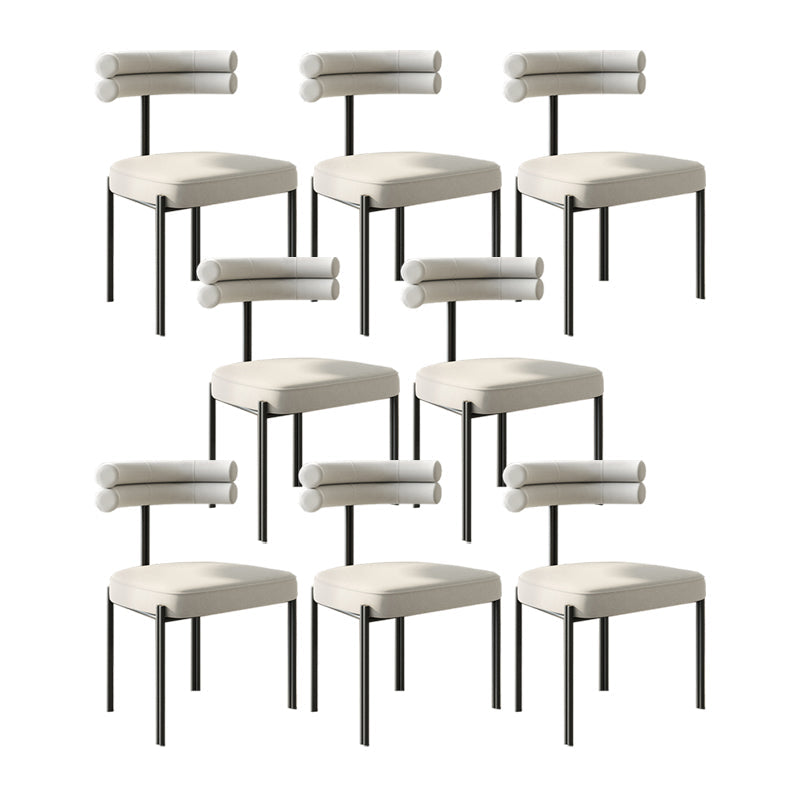 Minimalist Open Back Dining Side Chair Faux Leather Side Chair Beige 8 Piece Set Clearhalo 'Dining Chairs' 'Dining Tables & Seating' 'dining_chair' 'furn' 'furn_dining_chair' 'Furniture' 'Kitchen & Dining Furniture' 5226709