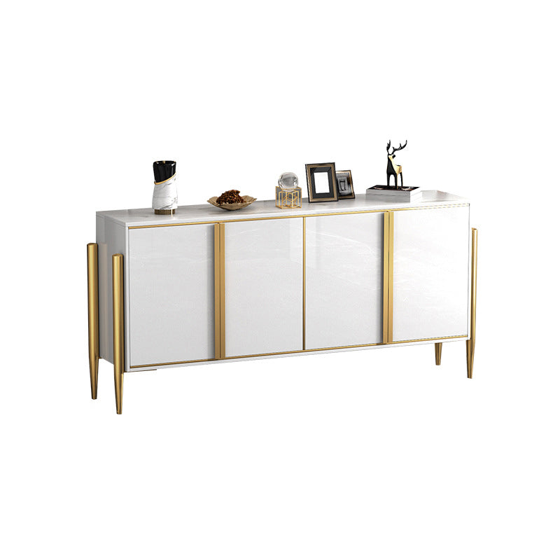 Glam Style Server Sintered Stone Sideboard with Door for Dining Room White Clearhalo 'buffet_sideboard' 'Buffets & Sideboards' 'furn' 'furn_buffet_sideboard' 'Furniture' 'Kitchen & Dining Furniture' 5226718