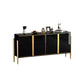 Glam Style Server Sintered Stone Sideboard with Door for Dining Room Black Clearhalo 'buffet_sideboard' 'Buffets & Sideboards' 'furn' 'furn_buffet_sideboard' 'Furniture' 'Kitchen & Dining Furniture' 5226722