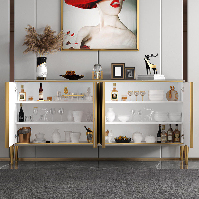 Glam Style Server Sintered Stone Sideboard with Door for Dining Room Clearhalo 'buffet_sideboard' 'Buffets & Sideboards' 'furn' 'furn_buffet_sideboard' 'Furniture' 'Kitchen & Dining Furniture' 5226723
