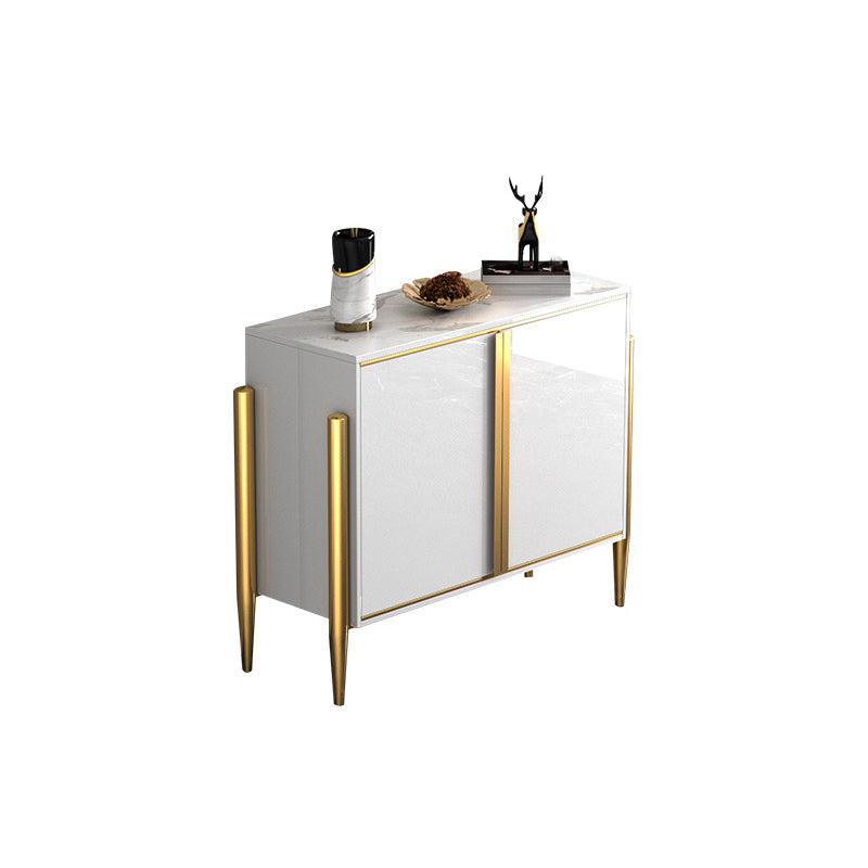 Glam Style Server Sintered Stone Sideboard with Door for Dining Room 43"L x 14"W x 35"H White Clearhalo 'buffet_sideboard' 'Buffets & Sideboards' 'furn' 'furn_buffet_sideboard' 'Furniture' 'Kitchen & Dining Furniture' 5226724