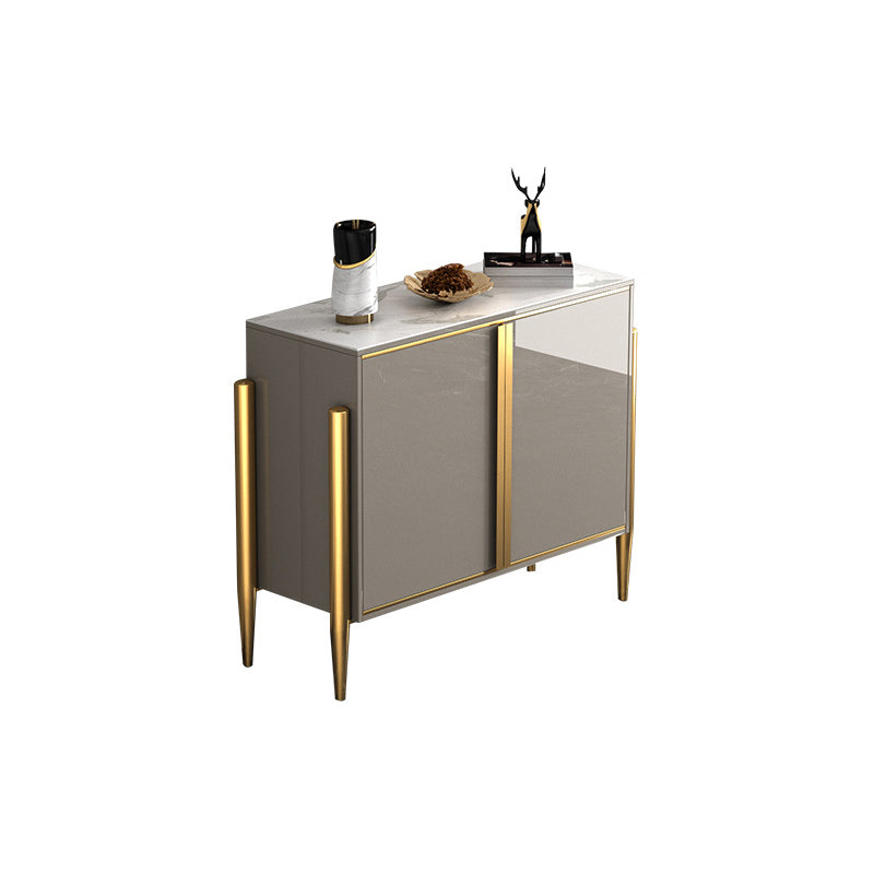 Glam Style Server Sintered Stone Sideboard with Door for Dining Room 43"L x 14"W x 35"H Grey Clearhalo 'buffet_sideboard' 'Buffets & Sideboards' 'furn' 'furn_buffet_sideboard' 'Furniture' 'Kitchen & Dining Furniture' 5226725