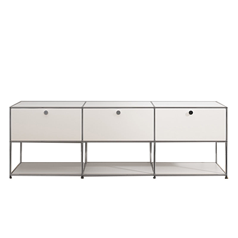 Modern Rectangle Storage Server Metal Sideboard for Dining Room 89"L x 14"W x 28"H White Clearhalo 'buffet_sideboard' 'Buffets & Sideboards' 'furn' 'furn_buffet_sideboard' 'Furniture' 'Kitchen & Dining Furniture' 5226741