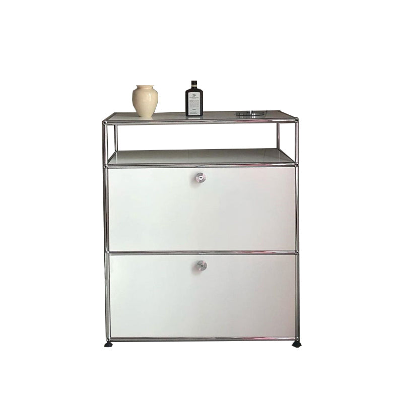 Modern Rectangle Storage Server Metal Sideboard for Dining Room 30"L x 14"W x 41"H White Clearhalo 'buffet_sideboard' 'Buffets & Sideboards' 'furn' 'furn_buffet_sideboard' 'Furniture' 'Kitchen & Dining Furniture' 5226742