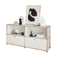 Modern Rectangle Storage Server Metal Sideboard for Dining Room 59"L x 14"W x 28"H Gloss White Clearhalo 'buffet_sideboard' 'Buffets & Sideboards' 'furn' 'furn_buffet_sideboard' 'Furniture' 'Kitchen & Dining Furniture' 5226755