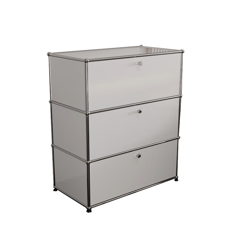 Modern Rectangle Storage Server Metal Sideboard for Dining Room 30"L x 14"W x 28"H White Clearhalo 'buffet_sideboard' 'Buffets & Sideboards' 'furn' 'furn_buffet_sideboard' 'Furniture' 'Kitchen & Dining Furniture' 5226756