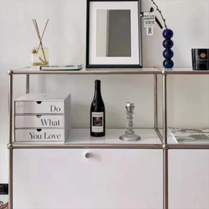 Sideboard in metallo di colore bianco Sideboard da pranzo in stile moderno per soggiorno