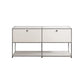 White Colour Metal Sideboard Contemporary Style Storage Dining Sideboard 60"L x 16"W x 30"H White Clearhalo 'buffet_sideboard' 'Buffets & Sideboards' 'furn' 'furn_buffet_sideboard' 'Furniture' 'Kitchen & Dining Furniture' 5226847