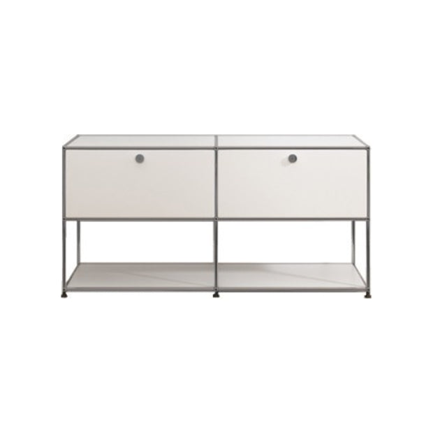 White Colour Metal Sideboard Contemporary Style Storage Dining Sideboard 60"L x 16"W x 30"H White Clearhalo 'buffet_sideboard' 'Buffets & Sideboards' 'furn' 'furn_buffet_sideboard' 'Furniture' 'Kitchen & Dining Furniture' 5226847