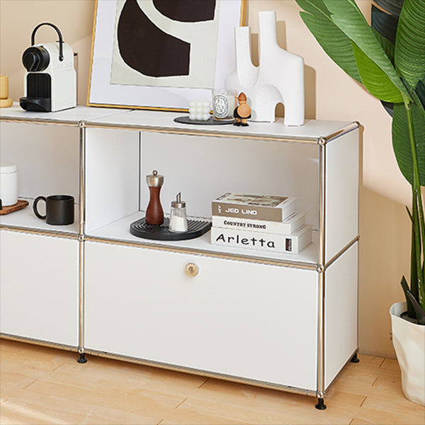 White Colour Metal Sideboard Contemporary Style Storage Dining Sideboard Clearhalo 'buffet_sideboard' 'Buffets & Sideboards' 'furn' 'furn_buffet_sideboard' 'Furniture' 'Kitchen & Dining Furniture' 5226857