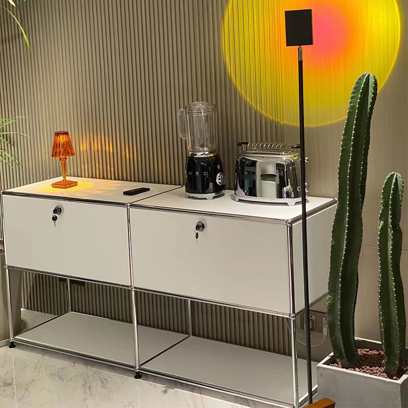 Server di archiviazione contemporanea in acciaio inossidabile di colore bianco