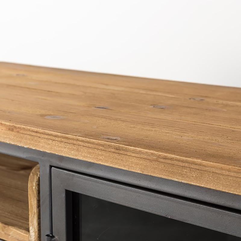 Server da pranzo moderno in legno massiccio e metallo in metallo con cassetti e armadi