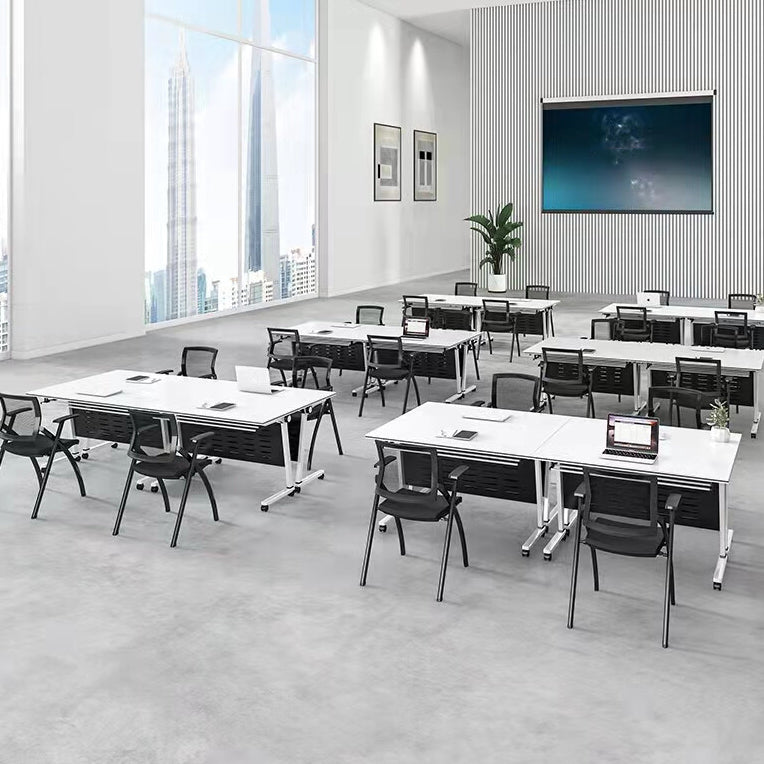 Escritorio de escritura plegable contemporánea escritorio de madera fabricada rectangular con ruedas de lanzadores