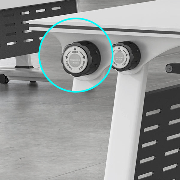 Escritorio de escritura plegable contemporánea escritorio de madera fabricada rectangular con ruedas de lanzadores