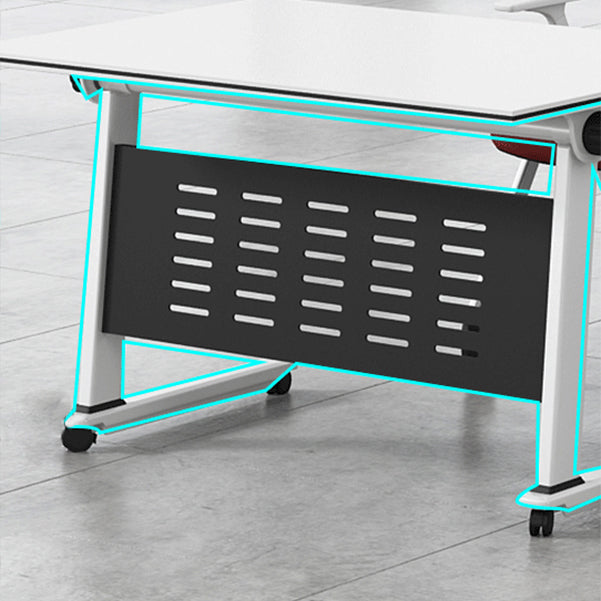 Escritorio de escritura plegable contemporánea escritorio de madera fabricada rectangular con ruedas de lanzadores