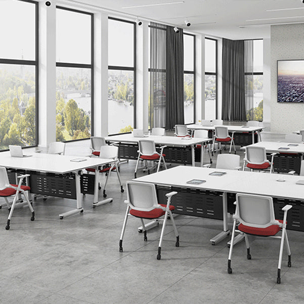 Escritorio de escritura plegable contemporánea escritorio de madera fabricada rectangular con ruedas de lanzadores