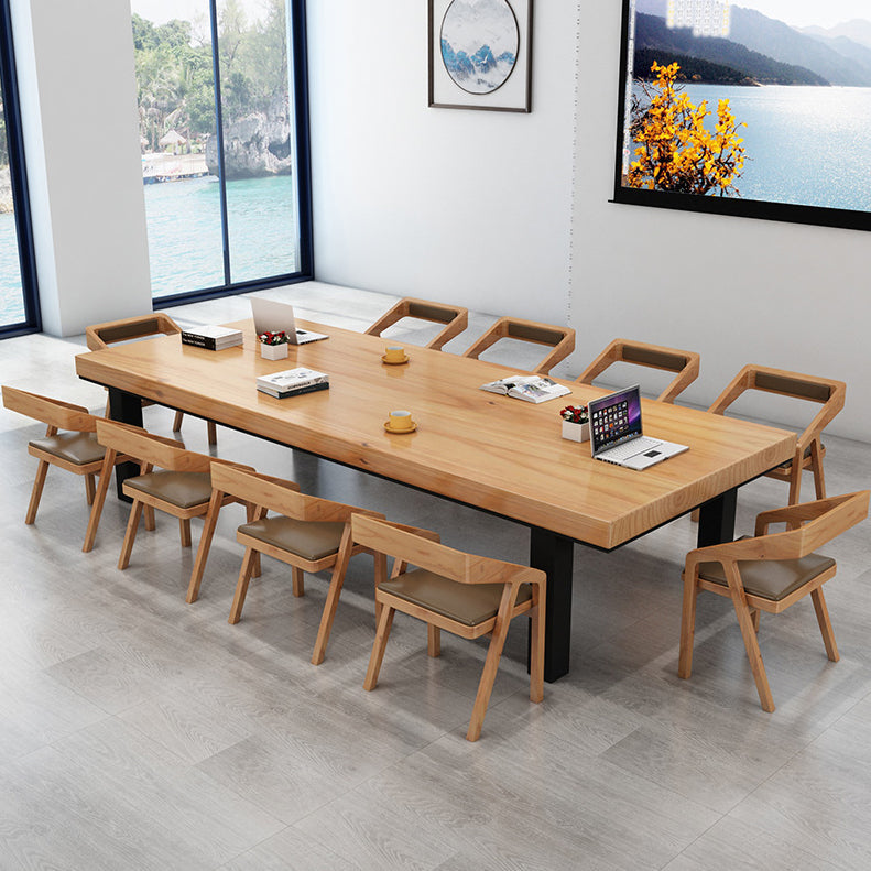 Mesa de reunión de madera sólida escritorio de trabajo de rectángulo moderno