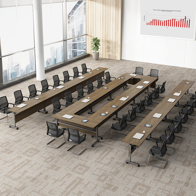 Escritorio de madera de ingeniería de estilo contemporáneo Desk plegable con ruedas de lanzadores