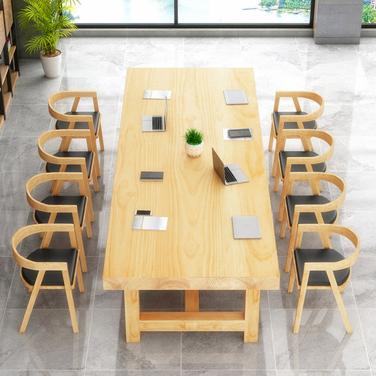 Modern Rectangle Office Table Solid Wood Trestle Base Meeting Desk Clearhalo 'furn' 'furn_office_desk' 'Furniture' 'Office Desks' 'Office Furniture' 'office_desk' 5227217