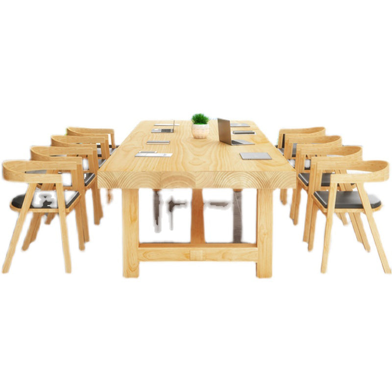 Modern Rectangle Office Table Solid Wood Trestle Base Meeting Desk Clearhalo 'furn' 'furn_office_desk' 'Furniture' 'Office Desks' 'Office Furniture' 'office_desk' 5227221