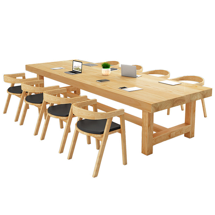 Modern Rectangle Office Table Solid Wood Trestle Base Meeting Desk Clearhalo 'furn' 'furn_office_desk' 'Furniture' 'Office Desks' 'Office Furniture' 'office_desk' 5227222