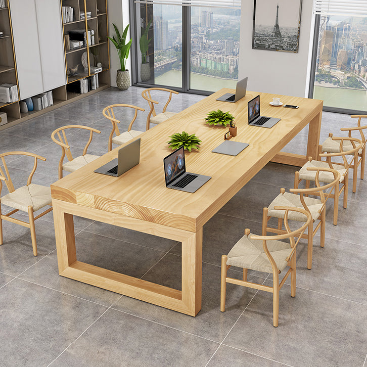 Solid Wood Meeting Table Modern Office Table with Sled Pedestal Clearhalo 'furn' 'furn_office_desk' 'Furniture' 'Office Desks' 'Office Furniture' 'office_desk' 5227231