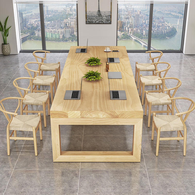 Solid Wood Meeting Table Modern Office Table with Sled Pedestal Clearhalo 'furn' 'furn_office_desk' 'Furniture' 'Office Desks' 'Office Furniture' 'office_desk' 5227232
