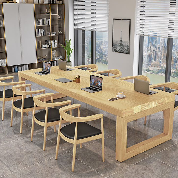 Solid Wood Meeting Table Modern Office Table with Sled Pedestal Clearhalo 'furn' 'furn_office_desk' 'Furniture' 'Office Desks' 'Office Furniture' 'office_desk' 5227233