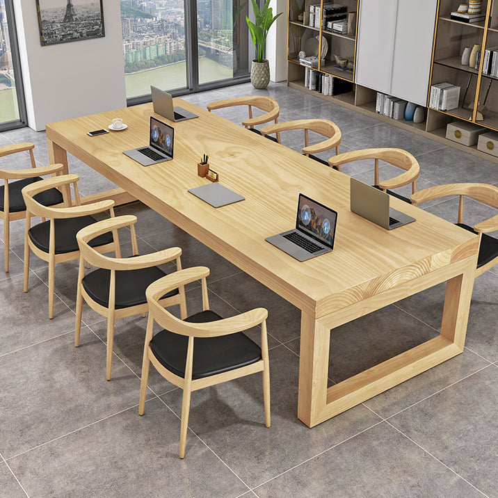 Solid Wood Meeting Table Modern Office Table with Sled Pedestal Clearhalo 'furn' 'furn_office_desk' 'Furniture' 'Office Desks' 'Office Furniture' 'office_desk' 5227234
