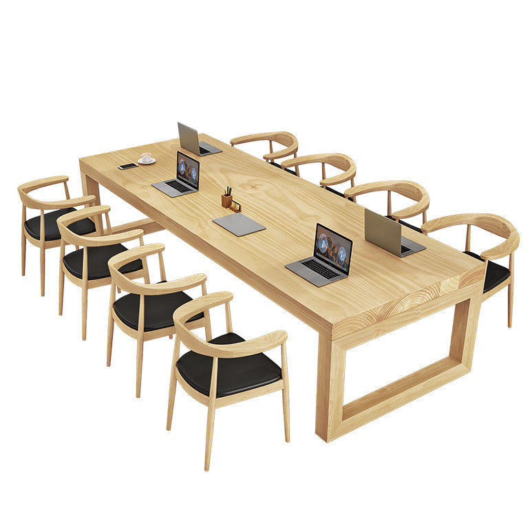 Solid Wood Meeting Table Modern Office Table with Sled Pedestal Clearhalo 'furn' 'furn_office_desk' 'Furniture' 'Office Desks' 'Office Furniture' 'office_desk' 5227236