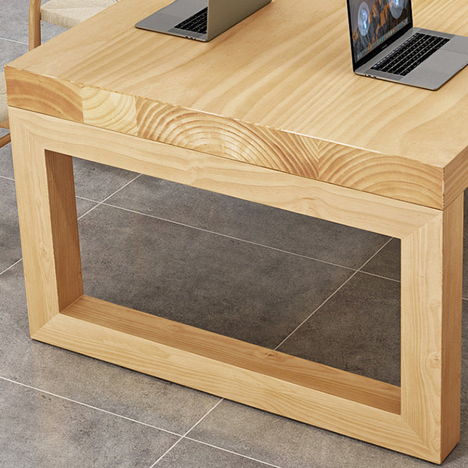 Vaste houten vergadertafel moderne kantoortafel met slee voetstuk