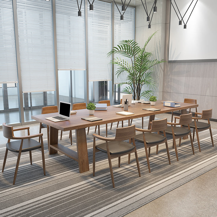 Solid Wood Office Table Contemporary Wood Color Meeting Table Clearhalo 'furn' 'furn_office_desk' 'Furniture' 'Office Desks' 'Office Furniture' 'office_desk' 5227247