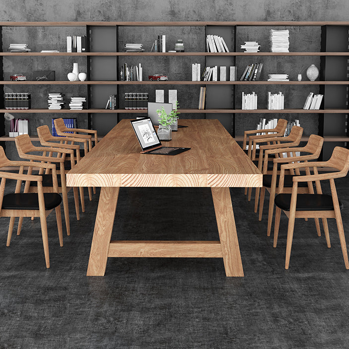 Solid Wood Office Table Contemporary Wood Color Meeting Table Clearhalo 'furn' 'furn_office_desk' 'Furniture' 'Office Desks' 'Office Furniture' 'office_desk' 5227256