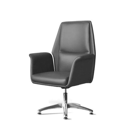 Modern Office Chair with Silver Metal Frame Executive Ergonomic Task Chair Black Mid-Back (14-22 in.) Casters Not Included Clearhalo 'furn' 'furn_office_chair' 'Furniture' 'Office Chairs' 'Office Furniture' 'office_chair' 5227368